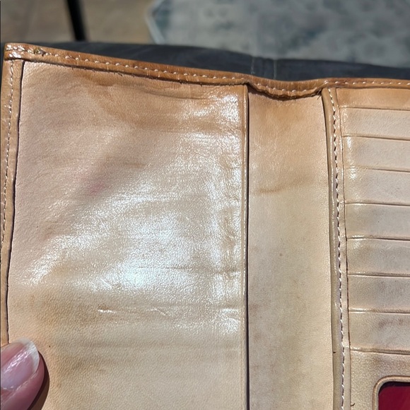 Dooney & Bourke Navy and Tan Saffiano wallet - Picture 12 of 16